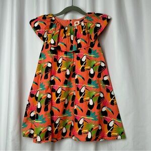 Farm Rio x Anthropologie Girls Toucan Print Dress Size 4 Cotton Ruffle